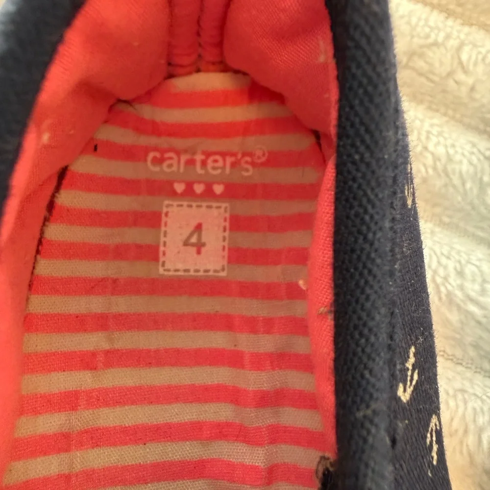 Carter's Girls Slide On Shoes - Navy with White Anchors